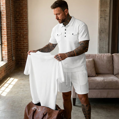 Ensemble 2 Pièces Homme : Haut Manches Courtes et Short à Cordon de Serrage