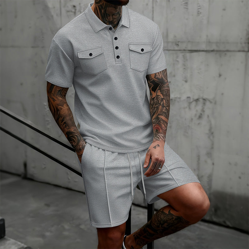 Ensemble 2 Pièces Homme : Haut Manches Courtes et Short à Cordon de Serrage