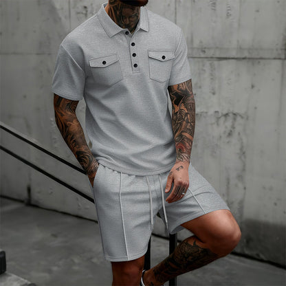 Ensemble 2 Pièces Homme : Haut Manches Courtes et Short à Cordon de Serrage