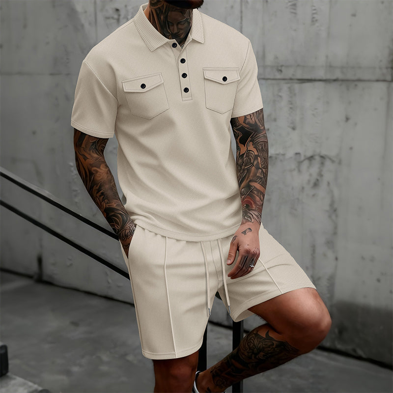 Ensemble 2 Pièces Homme : Haut Manches Courtes et Short à Cordon de Serrage