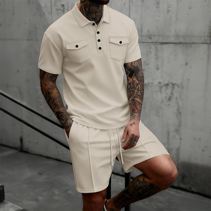 Ensemble 2 Pièces Homme : Haut Manches Courtes et Short à Cordon de Serrage