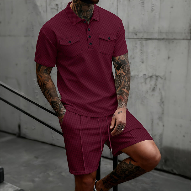 Ensemble 2 Pièces Homme : Haut Manches Courtes et Short à Cordon de Serrage