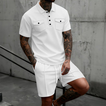 Ensemble 2 Pièces Homme : Haut Manches Courtes et Short à Cordon de Serrage