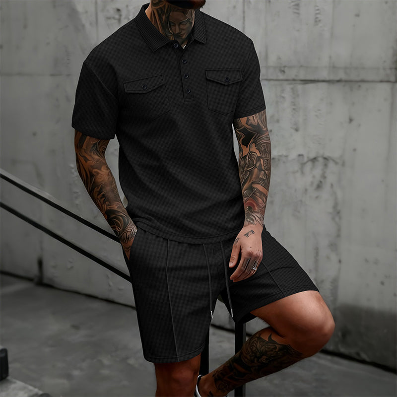 Ensemble 2 Pièces Homme : Haut Manches Courtes et Short à Cordon de Serrage