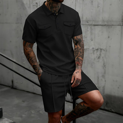 Ensemble 2 Pièces Homme : Haut Manches Courtes et Short à Cordon de Serrage