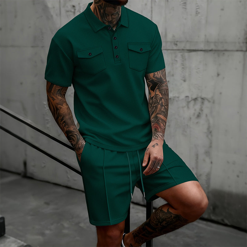 Ensemble 2 Pièces Homme : Haut Manches Courtes et Short à Cordon de Serrage