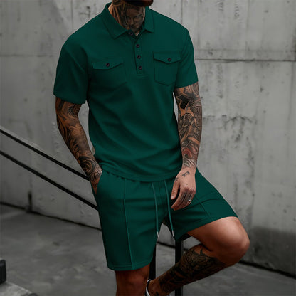 Ensemble 2 Pièces Homme : Haut Manches Courtes et Short à Cordon de Serrage