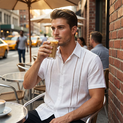 Chemise décontractée à manches courtes et boutons pour homme