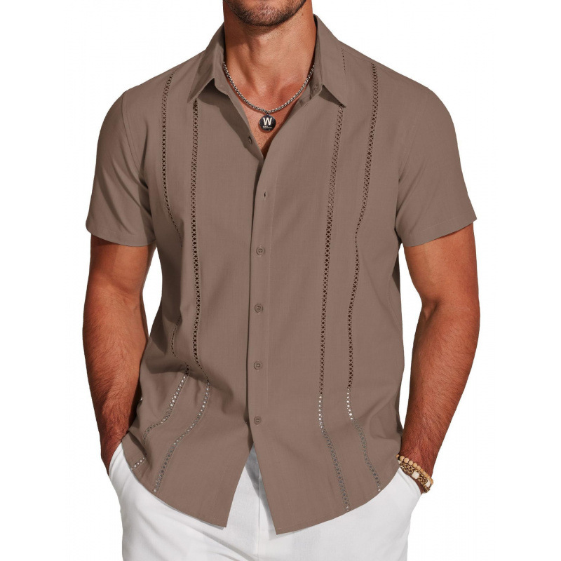 Chemise décontractée à manches courtes et boutons pour homme