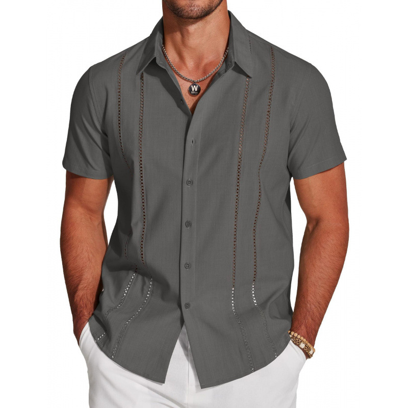 Chemise décontractée à manches courtes et boutons pour homme