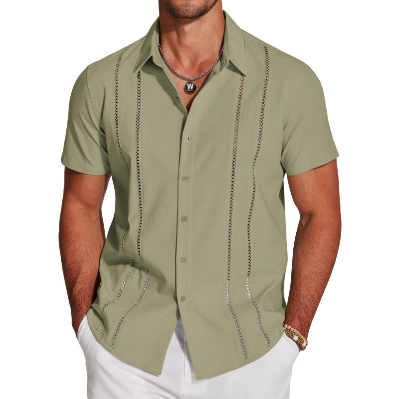 Chemise décontractée à manches courtes et boutons pour homme