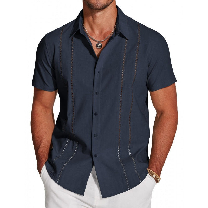 Chemise décontractée à manches courtes et boutons pour homme