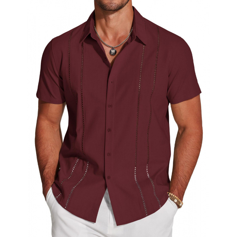 Chemise décontractée à manches courtes et boutons pour homme