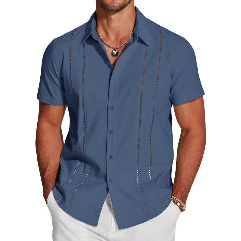 Chemise décontractée à manches courtes et boutons pour homme