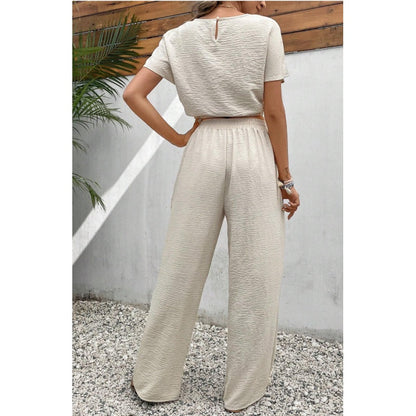 👕🔥 PROMO FLASH 50% ! Ensemble Décontracté 2 Pièces – Haut & Pantalon Droit, Coupe Ample, Tissu Doux, Couleurs Neutres 👖