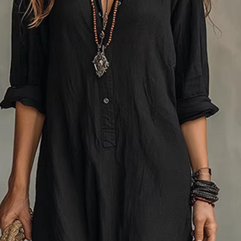 Robe longue ample décontractée avec fente sur le devant