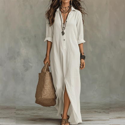 Robe longue ample décontractée avec fente sur le devant