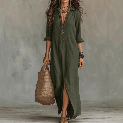 Robe longue ample décontractée avec fente sur le devant