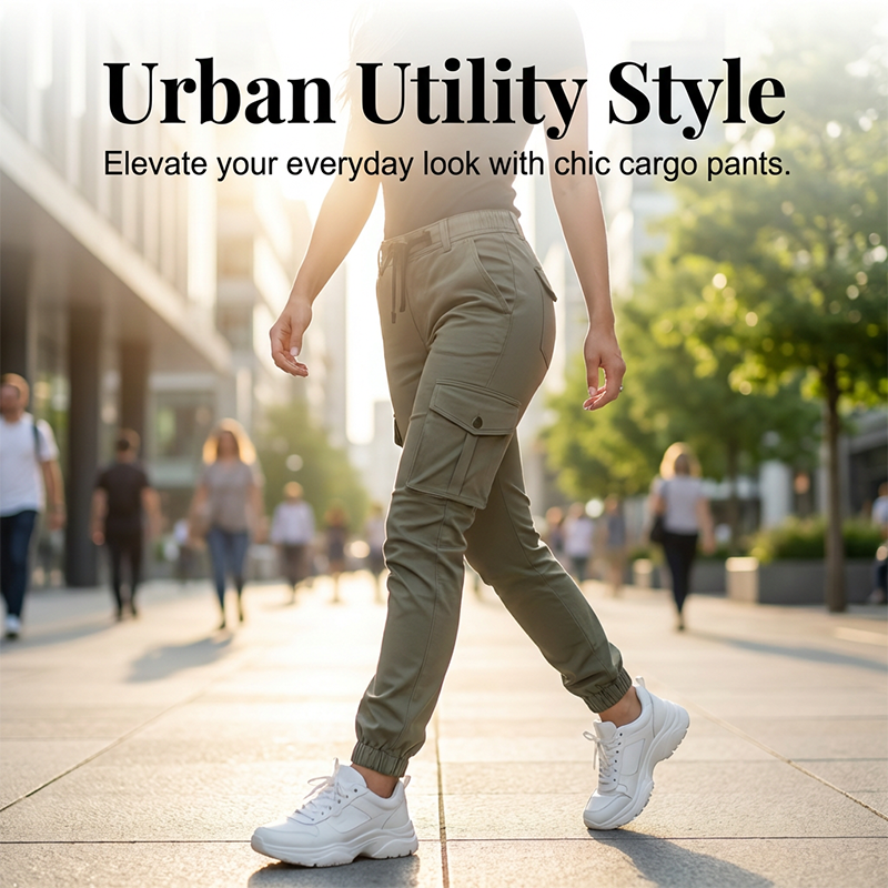 Pantalon de jogging cargo à multiples poches pour femme