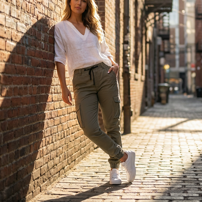 Pantalon de jogging cargo à multiples poches pour femme