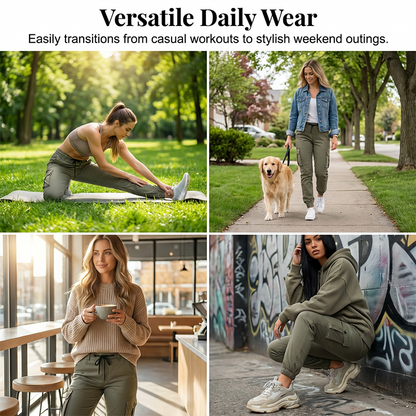 Pantalon de jogging cargo à multiples poches pour femme