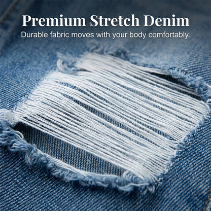 Jean skinny taille haute femme effet usé déchiré
