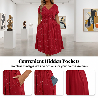 Robe élégante femme à col V avec détail torsadé sur le devant