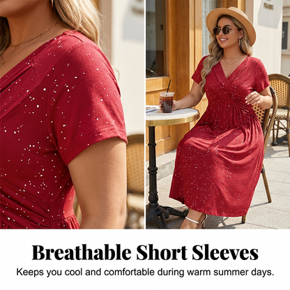 Robe élégante femme à col V avec détail torsadé sur le devant