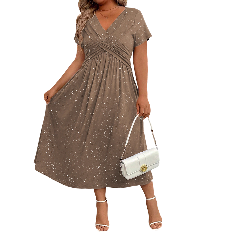 Robe élégante femme à col V avec détail torsadé sur le devant
