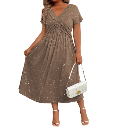 Robe élégante femme à col V avec détail torsadé sur le devant