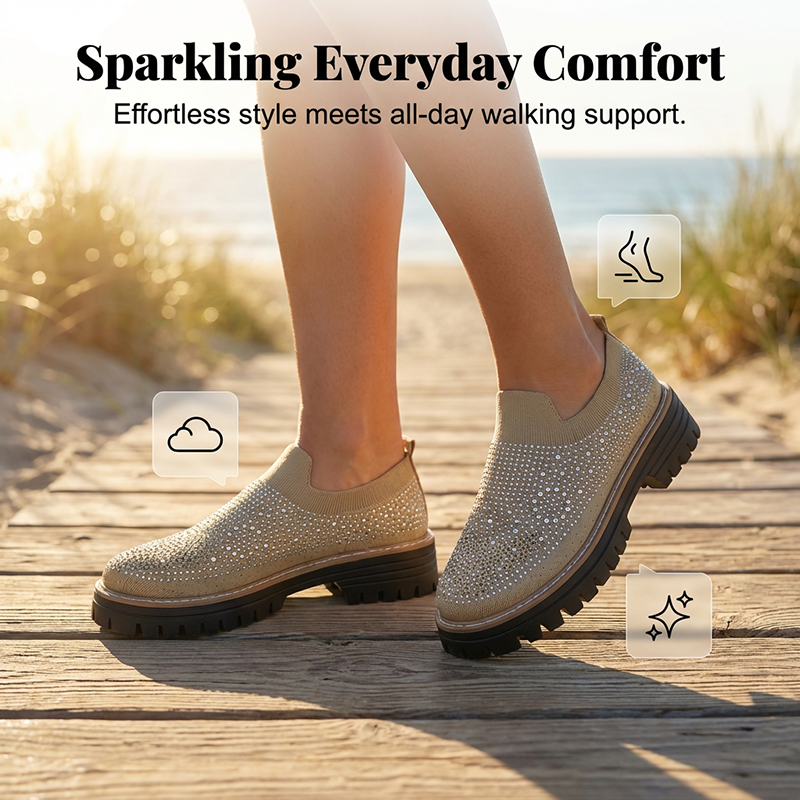Mocassins pour Femme à Enfiler avec Strass Scintillants