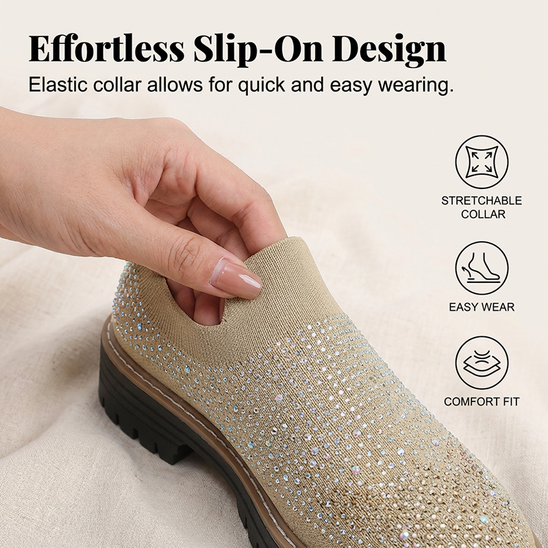 Mocassins pour Femme à Enfiler avec Strass Scintillants