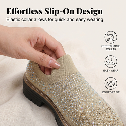 Mocassins pour Femme à Enfiler avec Strass Scintillants