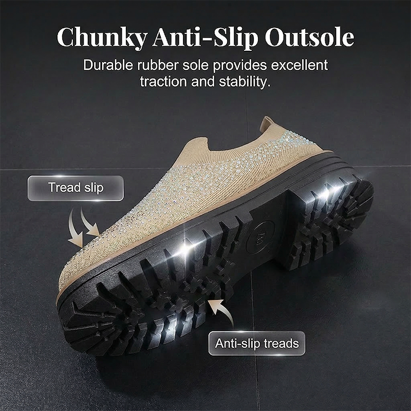 Mocassins pour Femme à Enfiler avec Strass Scintillants
