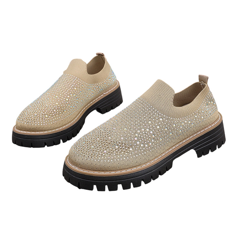 Mocassins pour Femme à Enfiler avec Strass Scintillants