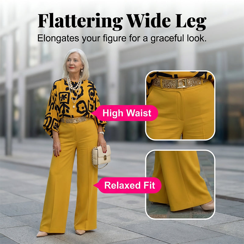 Ensemble Femme Rétro : Haut à Imprimé Graphique et Pantalon Large