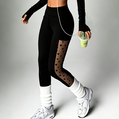 👖💎 PROMO -50% ! Pantalon Taille Haute Femme – Design Sport-Élégant, Poches & Motif Cœurs (7 Couleurs)