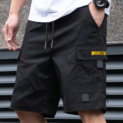 Short cargo décontracté pour hommes avec cordon de serrage à la taille