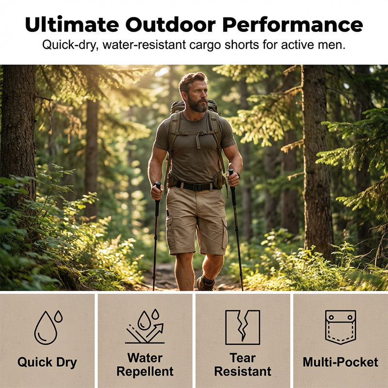 Short cargo tactique multipoches pour homme