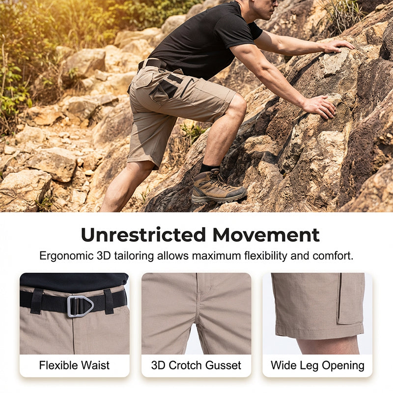 Short cargo tactique multipoches pour homme