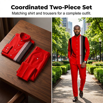 Ensemble 2 pièces homme chemise rayée et pantalon – style sans effort