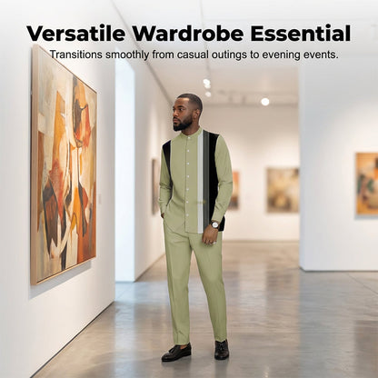 Ensemble 2 pièces homme chemise rayée et pantalon – style sans effort