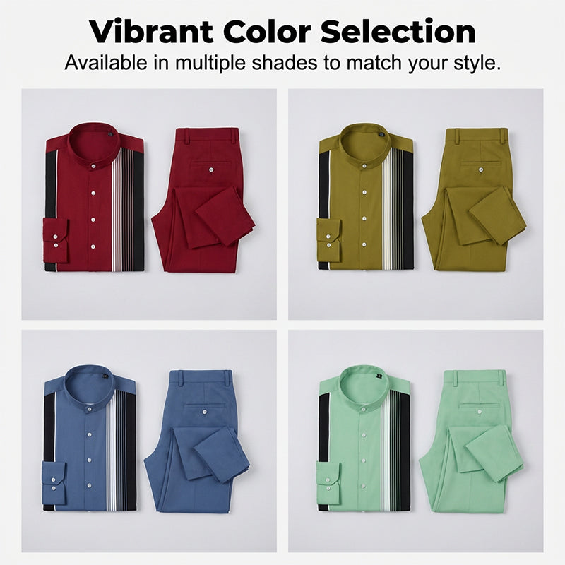 Ensemble 2 pièces homme chemise rayée et pantalon – style sans effort