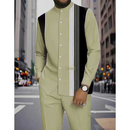 Ensemble 2 pièces homme chemise rayée et pantalon – style sans effort