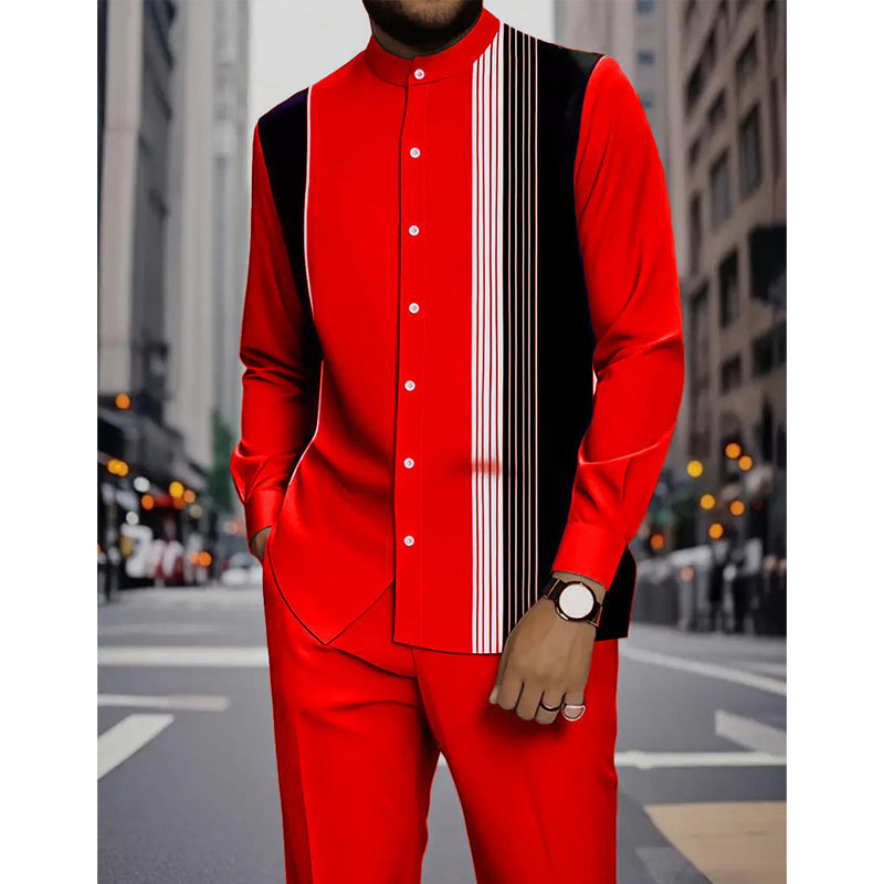 Ensemble 2 pièces homme chemise rayée et pantalon – style sans effort
