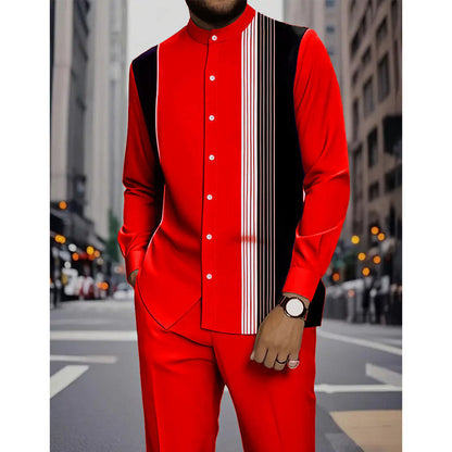 Ensemble 2 pièces homme chemise rayée et pantalon – style sans effort