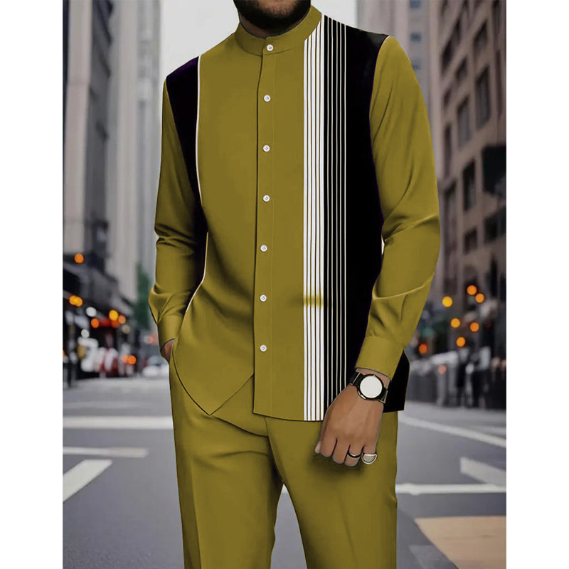 Ensemble 2 pièces homme chemise rayée et pantalon – style sans effort