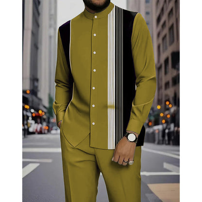Ensemble 2 pièces homme chemise rayée et pantalon – style sans effort