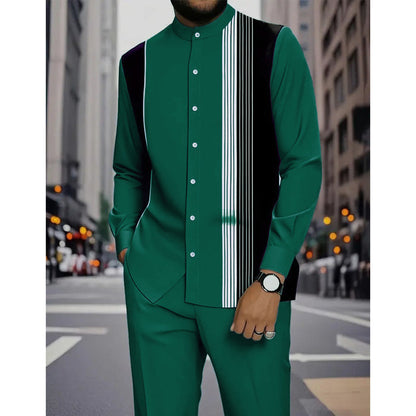 Ensemble 2 pièces homme chemise rayée et pantalon – style sans effort