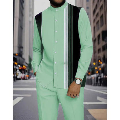 Ensemble 2 pièces homme chemise rayée et pantalon – style sans effort